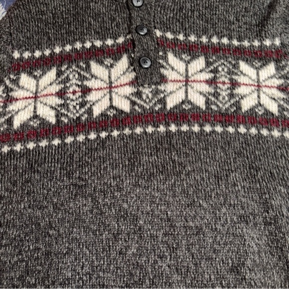 Tricots‎ ST Raphael Gray Sweater Snowflake Pattern Mens SzL Fair Isle Holiday - Picture 2 of 13